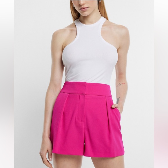 Stylist Super High Waisted Pleated Tailored Shorts - Picture 1 of 7